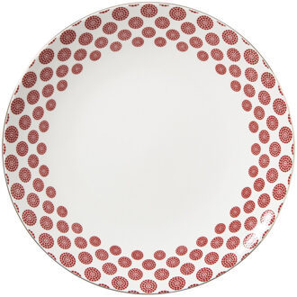 Dinerbord Mirna bloem - rood/wit - ø26.8x2.2 cm
