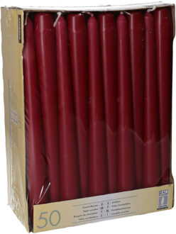 Dinerkaarsen - 50x stuks - kersenrood - 25 cm - Dinerkaarsen