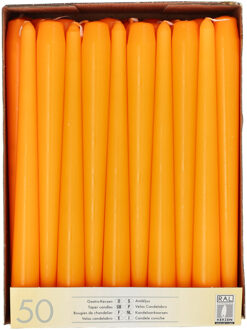 Dinerkaarsen - 50x stuks - oranje - 25 cm - Dinerkaarsen