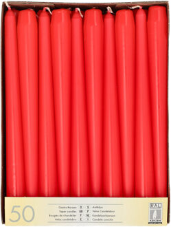 Dinerkaarsen - 50x stuks - rood - 25 cm - Dinerkaarsen