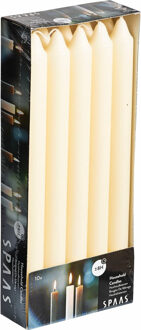Dinerkaarsen ivoorwit - 10x stuks - 24 cm - 8 branduren - lange kaarsen