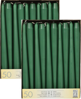 Dinerkaarsen/kandelaarkaarsen Mega pack - 100x stuks - donkergroen - Gotisch - 25 cm