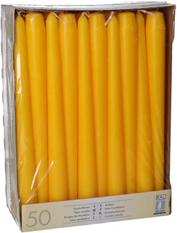Dinerkaarsen/kandelaarkaarsen Mega pack - 50x stuks - donkergeel - Gotisch - 25 cm