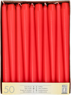 Dinerkaarsen/kandelaarkaarsen Mega pack - 50x stuks - rood - Gotisch - 25 cm