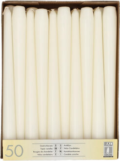 Dinerkaarsen/kandelaarkaarsen Mega pack - 50x stuks - wit - Gotisch - 25 cm