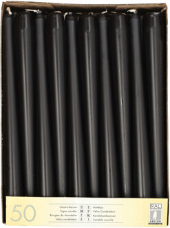Dinerkaarsen/kandelaarkaarsen Mega pack - 50x stuks - zwart - Gotisch - 25 cm