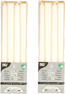 Dinerkaarsen/kandelaarkaarsen Nordic - 16x stuks - cr?me wit - Gotisch - 25 cm