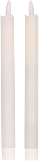 Dinerkaarsen - LED - 2x stuks - wit - 25 cm
