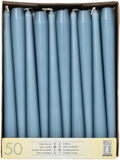 Dinerkaarsen - Mega pack - 50x st - ijsblauw - 25 cm - Gotisch - kandelaarkaarsen