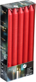 Dinerkaarsen rood - 10x stuks - 24 cm - 8 branduren - Dinerkaarsen