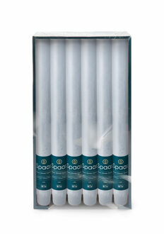 Dinerkaarsen rustiek - lichtblauw - 12x - 25 cm - 10 branduren - huishoudkaarsen