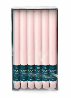 Dinerkaarsen rustiek - lichtroze - 12x - 25 cm - 10 branduren - huishoudkaarsen