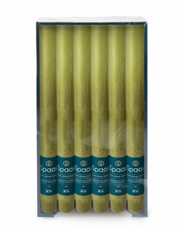 Dinerkaarsen rustiek - olijfgroen - 12x - 25 cm - 10 branduren - huishoudkaarsen
