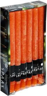 Dinerkaarsen rustiek - oranje - 12x - 25 cm - 10 branduren