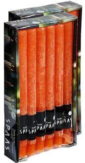 Dinerkaarsen rustiek - oranje - 24x - 25 cm - 10 branduren - huishoudkaarsen