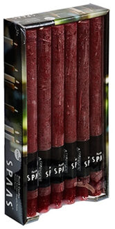 Dinerkaarsen rustiek - wijnrood - 12x - 25 cm - 10 branduren - huishoudkaarsen