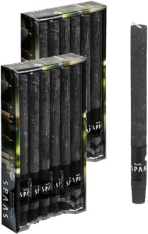 Dinerkaarsen rustiek - zwart - 24x - 25 cm - 10 branduren - huishoudkaarsen