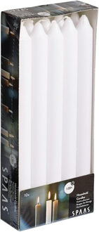 Dinerkaarsen wit - 10x stuks - 24 cm - 8 branduren - lange kaarsen