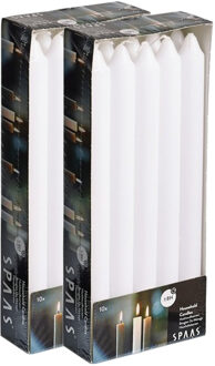 Dinerkaarsen wit - 20x stuks - 24 cm - 8 branduren - lange kaarsen