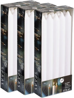 Dinerkaarsen wit - 30x stuks - 24 cm - 8 branduren - lange kaarsen