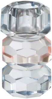 Dinerkaarshouder kristal 3-laags - blauw/roze - 4x4x7 cm Transparant