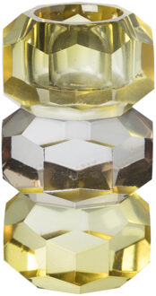 Dinerkaarshouder kristal 3-laags - geel/helder - 4x4x7 cm Transparant