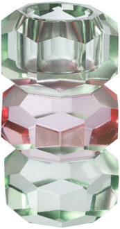 Dinerkaarshouder kristal 3-laags - groen/roze - 4x4x7 cm Transparant