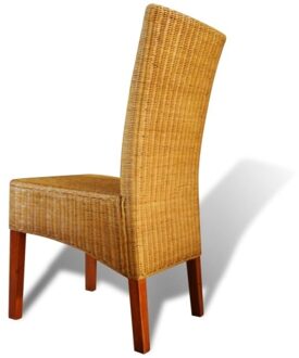 Dining chairs 2 units rattan brown