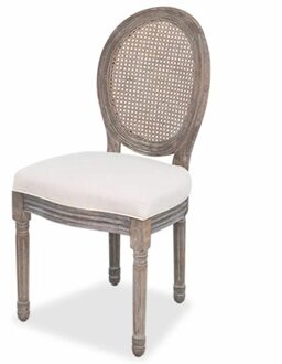 Dining chairs 4 pieces linen and rattan