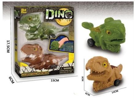 Dino auto frictie set a 2 stuks 13cm verschillende