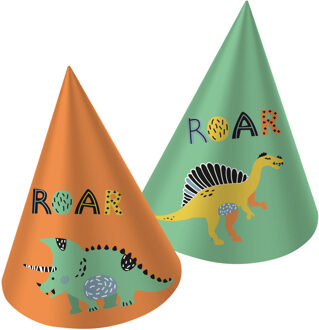 Dino Roars Feesthoedjes (6st) Multikleur - Print