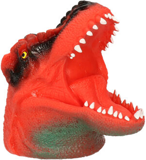 Dino World Oranje dinosaurus handpop 14 cm