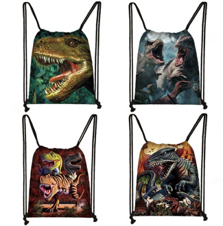 dinosaur print drawstring bag women men storage bag teenager boys girls backpack travel bags kids bookbag