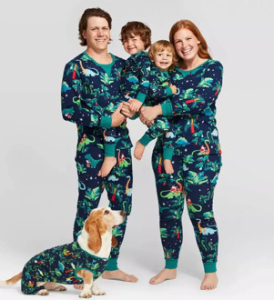 Dinosaur Print Parent-Child Suit Long Sleeve Round Neck Loungewear Two-piece Family Matching Pajamas Sets 2020 Christmas Clothes