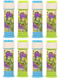 Dinosaurus bellenblaas - 8x - flesje met bal spelletje in dop - 60 ml - uitdeel cadeaus - Bellenblaas