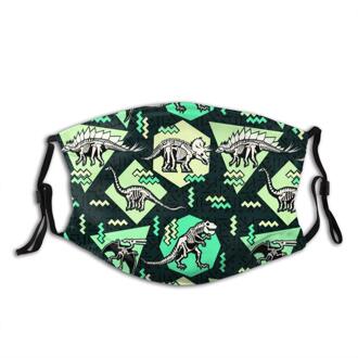 Dinosaurus Botten Doek Gezichtsmasker Met Filter Pocket Wasbare Gezicht Doek Masker Pollen-Proof Print Herbruikbare Stof Masker 5.9in-7.9in