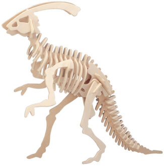 Dinosaurus - bouwpakket - parasaurolophus - hout - 38 x 28 cm - 3D Puzzel Bruin