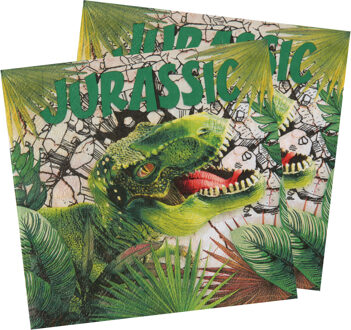 dinosaurus thema feest servetten - 40x stuks - 33 x 33 cm - dino/t-rex themafeest - Feestservetten Groen