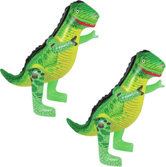 Dinosaurus thema opblaasbare Tyrannosaurus Rex - 2x - 90 cm - Dino - T-Rex - feest decoratie