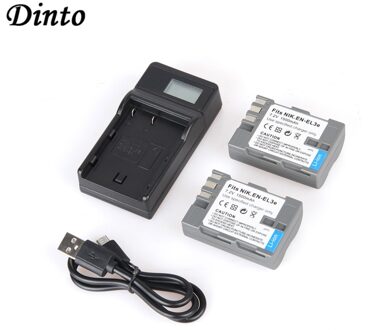 Dinto 2 stks EN-EL3E ENEL3E NL EL3E 1500 mAh Camera Batterij + LCD Display USB Lader voor Nikon D100 D200 D300 D50 D70 D80 D90