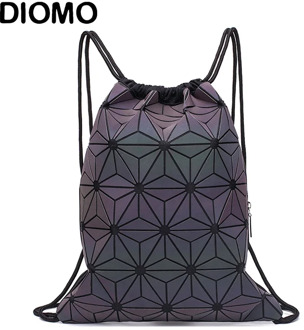 DIOMO 2020 Women Luminous Drawstring Bag Foldable Shoulder Bags Beach Sack Bag Girls Geometric Bagpack String Summer Bag