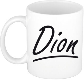 Dion voornaam kado beker / mok sierlijke letters - gepersonaliseerde mok met naam - Naam mokken Multikleur