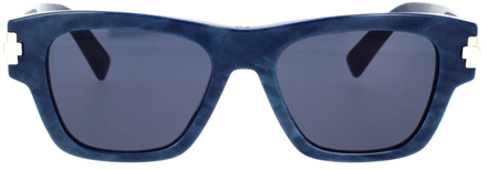 Dior Moderne Rechthoekige Zonnebril met Blauw Marmer Effect Dior , Blue , Unisex - 52 MM
