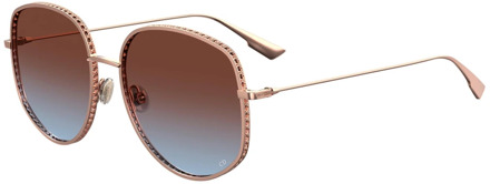 Dior Rose Gold/Brown Blue Shaded Zonnebril Dior , Yellow , Dames - 58 MM