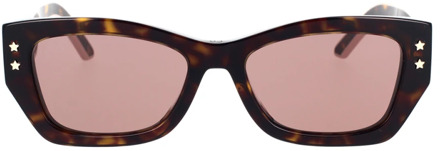 Dior Stijlvolle Rechthoekige Zonnebril met Paarse Pruimkleurige Lenzen Dior , Brown , Dames - 53 MM