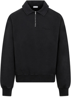 Dior Zwarte Katoenen Sweatshirt Polo Kraag Dior , Black , Heren - L,M