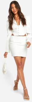 Dip Hem Getailleerde Crop Blazer, Ivory - 42