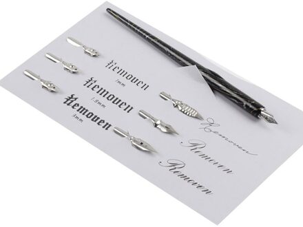 Dip Pen Hout Handgemaakte Kalligrafie Nib Houder Set Met 6 Nib Voor Beoefenen Verschillende Lettertypen Dip Pennen Schrijven Levert Pen zwart