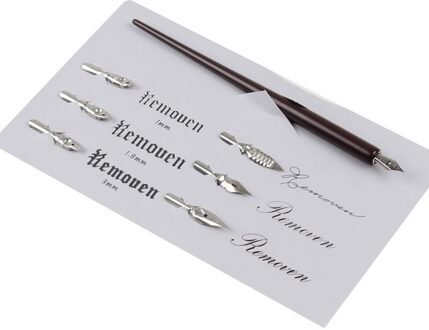 Dip Pen Hout Handgemaakte Kalligrafie Nib Houder Set Met 6 Nib Voor Beoefenen Verschillende Lettertypen Kantoorbenodigdheden School Dip Pennen Bruin