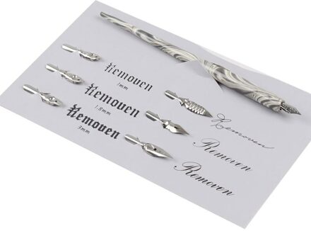 Dip Pen Hout Handgemaakte Kalligrafie Nib Houder Set Met 6 Nib Voor Beoefenen Verschillende Lettertypen Kantoorbenodigdheden School Dip Pennen wit